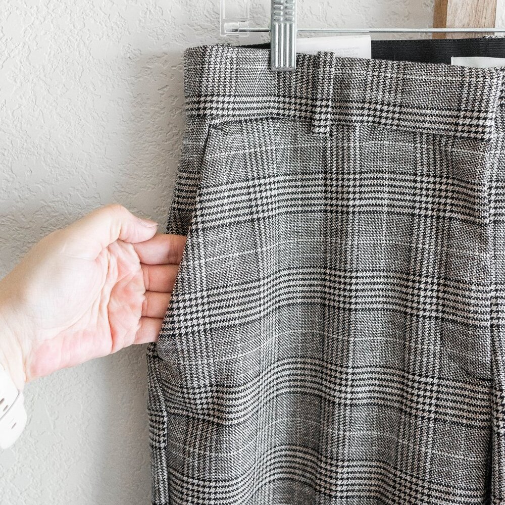 NWT H&M Women’s Size 14 Gray Beige Plaid Slacks Dress Pants Trousers Career - Picture 7 of 11